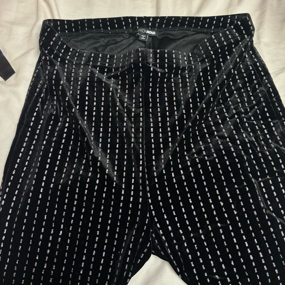 Black sparkle wide legged pant